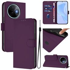 Per vivo Y39 5G Custodia per telefono in pelle tinta unita con cordino Global Skin Feel (viola)