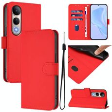 Per vivo V50 Lite 5G Custodia in pelle tinta unita con cordino (rosso)