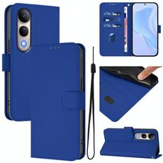 Per vivo V50 Lite 5G Custodia in pelle tinta unita con cordino (blu scuro)