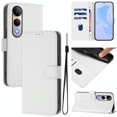 Per vivo V50 Lite 5G Custodia in pelle tinta unita con cordino (bianco)