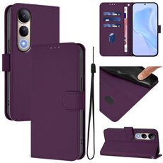 Per vivo V50 Lite 5G Custodia in pelle tinta unita con cordino (viola)