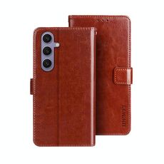 Per Samsung Galaxy S25+ 5G idewei Crazy Horse Texture Custodia in pelle per telefono (marrone)