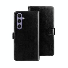 Per Samsung Galaxy S25+ 5G idewei Custodia per telefono in pelle con texture Crazy Horse (nera)
