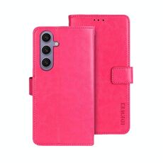 Per Samsung Galaxy S25+ 5G idewei Crazy Horse Texture Custodia in pelle per telefono (rosso rosa)