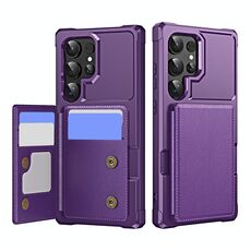 Per Samsung Galaxy S24 Ultra 5G Custodia per telefono in pelle con supporto per carte di credito orizzontale a ribalta (viola)