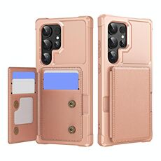 Per Samsung Galaxy S24 Ultra 5G Custodia per telefono in pelle con supporto per carte di credito orizzontale a ribalta (oro rosa)