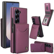 Per Samsung Galaxy Z Fold6 AwQuer AW006-R20 RFID Vertical Flip Card Bag Holder Custodia in pelle per telefono (viola scuro)