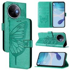 Per vivo Y39 5G Custodia per telefono in pelle con motivo a farfalla in rilievo globale (verde)
