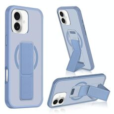 Per iPhone 16 Custodia per telefono con cinturino in pelle opaca MagSafe (blu)