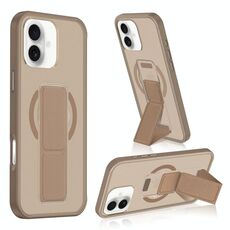 Per iPhone 16 Custodia per telefono con cinturino in pelle opaca MagSafe (marrone)