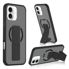 Per iPhone 16 Custodia per telefono con cinturino in pelle opaca MagSafe (nero)