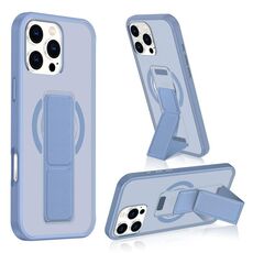 Per iPhone 16 Pro Custodia per telefono con cinturino in pelle opaca MagSafe (blu)