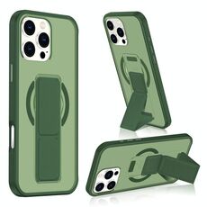 Per iPhone 16 Pro Custodia per telefono con cinturino in pelle opaca MagSafe (verde scuro)