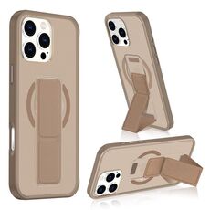 Per iPhone 16 Pro Max Custodia per telefono con cinturino in pelle opaca MagSafe (marrone)