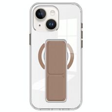 Per iPhone 14/13 Custodia per telefono con cinturino trasparente MagSafe (marrone)