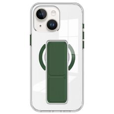 Per iPhone 15 Plus / 14 Plus Custodia per telefono con cinturino trasparente MagSafe (verde scuro)