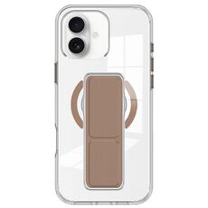 Per iPhone 16 Plus Custodia per telefono con cinturino trasparente MagSafe (marrone)