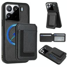 Per Xiaomi 15 CX01 Custodia per telefono con porta carte magnetico Magsafe staccabile (nero)