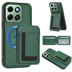 Per Honor X6b CX01 Custodia per telefono con porta carte magnetico Magsafe staccabile (verde pavone)