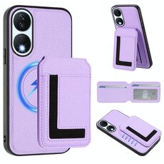 Per Honor X7b / Play 8T CX01 Custodia per telefono con porta carte magnetico Magsafe staccabile (viola chiaro)