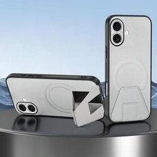 Per iPhone 16 Custodia per telefono integrata con supporto invisibile magnetico MagSafe con texture in pelle di pecora (bianca)