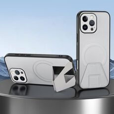 Per iPhone 14 Pro Custodia per telefono integrata con supporto invisibile magnetico MagSafe con texture in pelle di pecora (bianco)