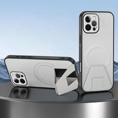 Per iPhone 12 Pro Custodia per telefono integrata con supporto invisibile magnetico MagSafe con texture in pelle di pecora (bianco)