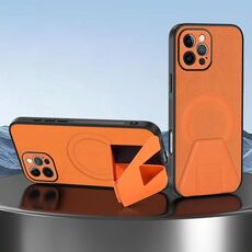 Per iPhone 12 Pro Custodia per telefono integrata con supporto magnetico invisibile MagSafe con texture in pelle di pecora (arancione)