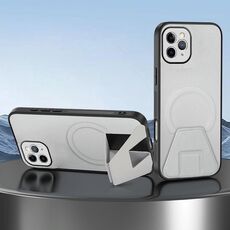 Per iPhone 11 Pro Max Custodia per telefono integrata con supporto invisibile magnetico MagSafe con texture in pelle di pecora (bianco)