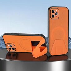 Per iPhone 11 Pro Max Custodia per telefono integrata con supporto magnetico invisibile MagSafe con texture in pelle di pecora (arancione)