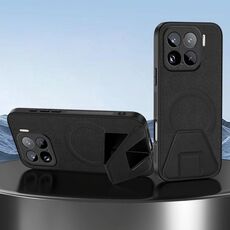 Per Xiaomi 15 Custodia per telefono integrata con supporto invisibile magnetico MagSafe con texture in pelle di pecora (nero)