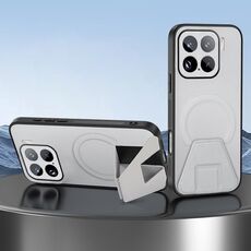 Per Xiaomi 15 Custodia per telefono integrata con supporto invisibile magnetico MagSafe con texture in pelle di pecora (bianca)