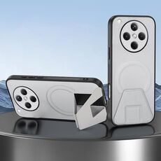 Per OPPO Find X8 Custodia per telefono integrata con supporto invisibile magnetico MagSafe con texture in pelle di pecora (bianca)