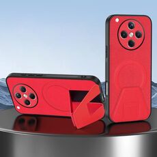 Per OPPO Find X8 Custodia per telefono integrata con supporto invisibile magnetico MagSafe con texture in pelle di pecora (rosso)
