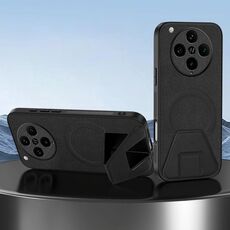 Per OPPO Find X8 Pro Custodia per telefono integrata con supporto invisibile magnetico MagSafe con texture in pelle di pecora (nero)