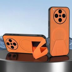 Per OPPO Find X8 Pro Custodia per telefono integrata con supporto invisibile magnetico MagSafe con texture in pelle di pecora (arancione)