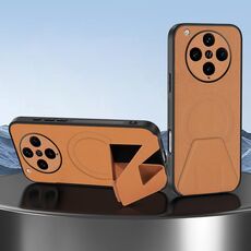 Per OPPO Find X8 Pro Custodia per telefono integrata con supporto invisibile magnetico MagSafe con texture in pelle di pecora (marrone)