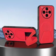 Per OPPO Find X8 Pro Custodia per telefono integrata con supporto invisibile magnetico MagSafe con texture in pelle di pecora (rosso)