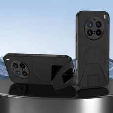 Per vivo X200 Pro Custodia per telefono integrata con supporto magnetico invisibile MagSafe con texture in pelle di pecora (nero)
