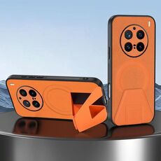 Per vivo X200 Pro Custodia per telefono integrata con supporto magnetico invisibile MagSafe con texture in pelle di pecora (arancione)