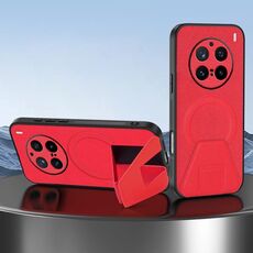 Per vivo X200 Pro Custodia per telefono integrata con supporto magnetico invisibile MagSafe con texture in pelle di pecora (rosso)
