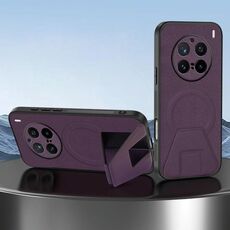 Per vivo X200 Pro Custodia per telefono integrata con supporto magnetico invisibile MagSafe in pelle di pecora (viola)