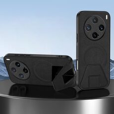 Per vivo X200 Pro mini Custodia per telefono integrata con supporto magnetico invisibile MagSafe in pelle di pecora (nero)
