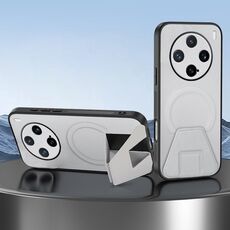 Per vivo X200 Pro mini Custodia per telefono integrata con supporto magnetico invisibile MagSafe con texture in pelle di pecora (bianca)