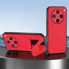 Per vivo X200 Pro mini Custodia per telefono integrata con supporto magnetico invisibile MagSafe con texture in pelle di pecora (rosso)