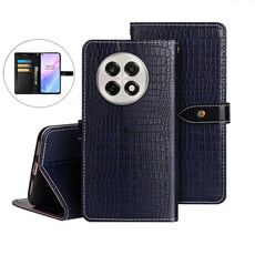 Per OnePlus 13R idewei Custodia per telefono in pelle con texture di coccodrillo (blu scuro)