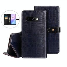 Per Google Pixel 9a idewei Custodia per telefono in pelle con texture di coccodrillo (blu scuro)