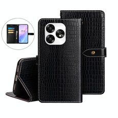 Per Umidigi A15 idewei Custodia in pelle con texture di coccodrillo (nera)
