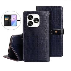 Per Umidigi A15 idewei Custodia per telefono in pelle con texture di coccodrillo (blu scuro)