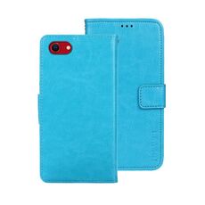 Per iPhone 16e idewei Crazy Horse Texture Custodia in pelle per telefono (blu cielo)